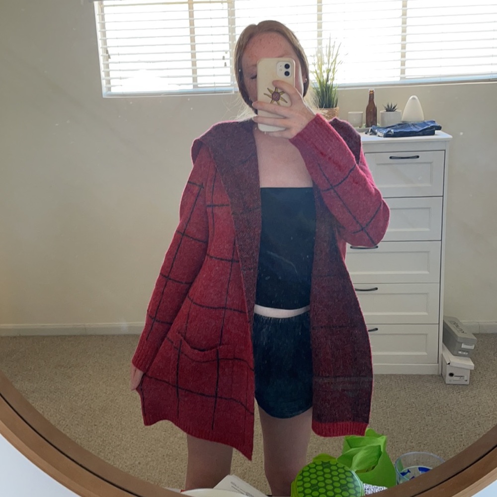 Red stripey cardigan